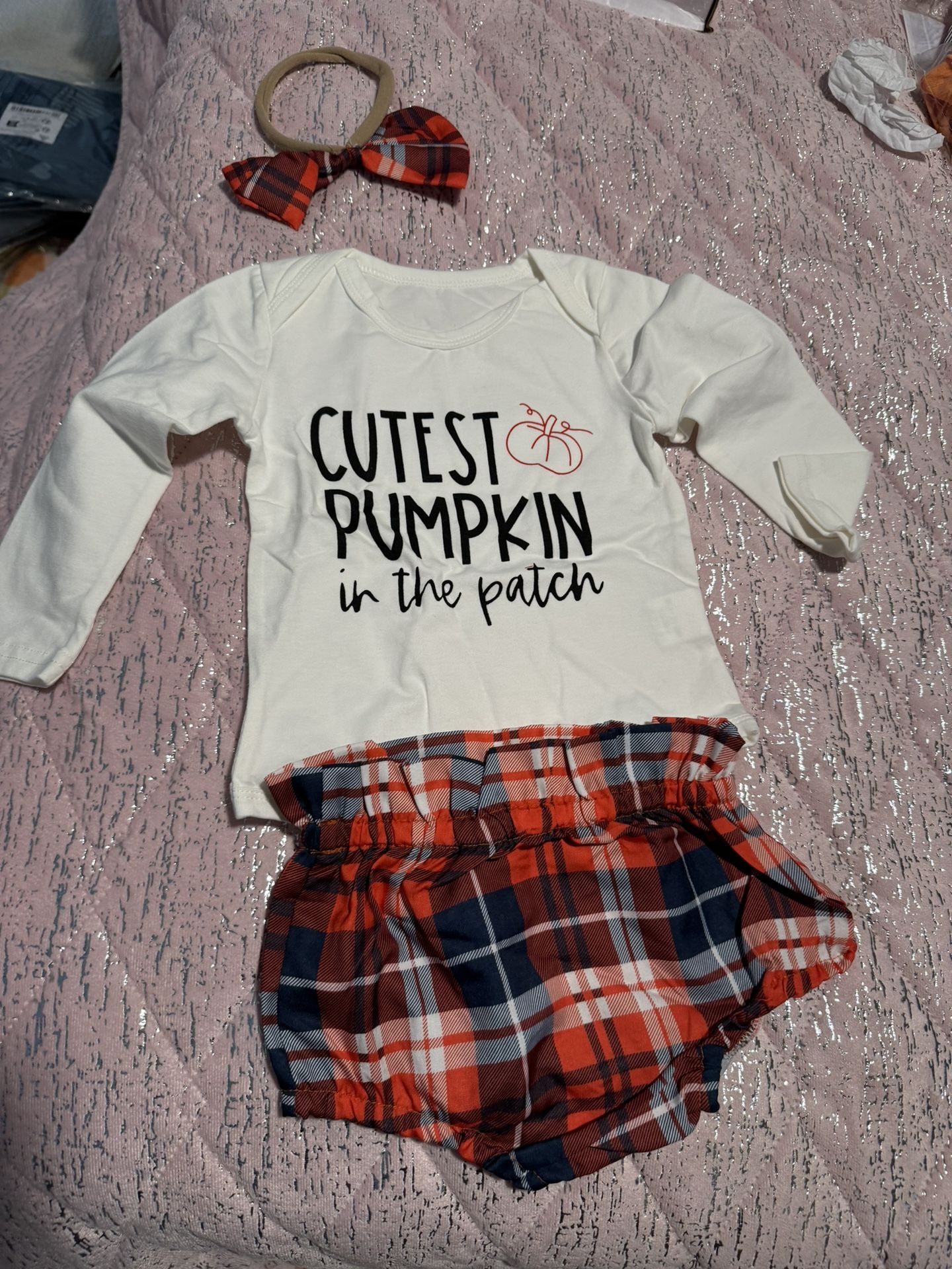 Baby Girl 6-9 Months Cutest Pumpkin In The Patch 3 Pc Outfit