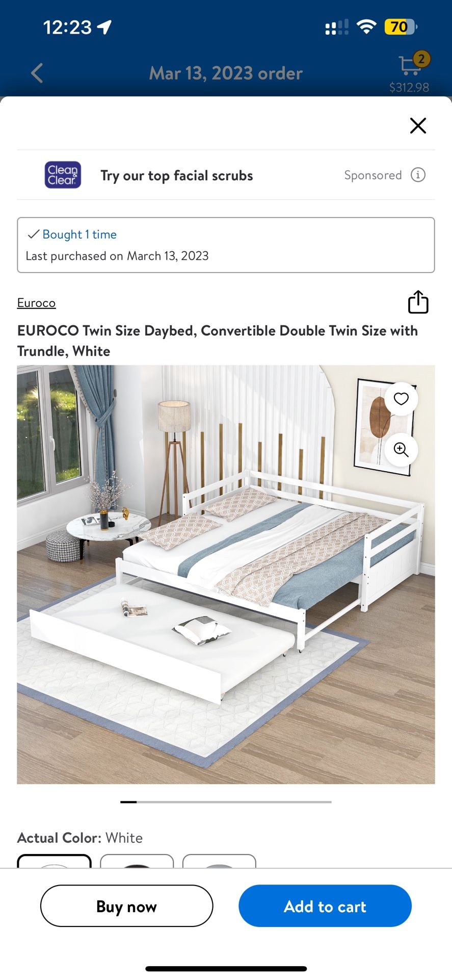 White Twin Size Daybed (convertible)