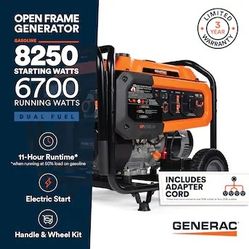 Generac Generator - Generac 49 State 8250 / 6700 -Watt Gasoline/Liquid propane Dual fuel Portable Generator