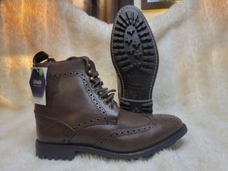 Anthony Veer Grant Wingtip Leather Boots Men's Size 9 Brown New With Tags