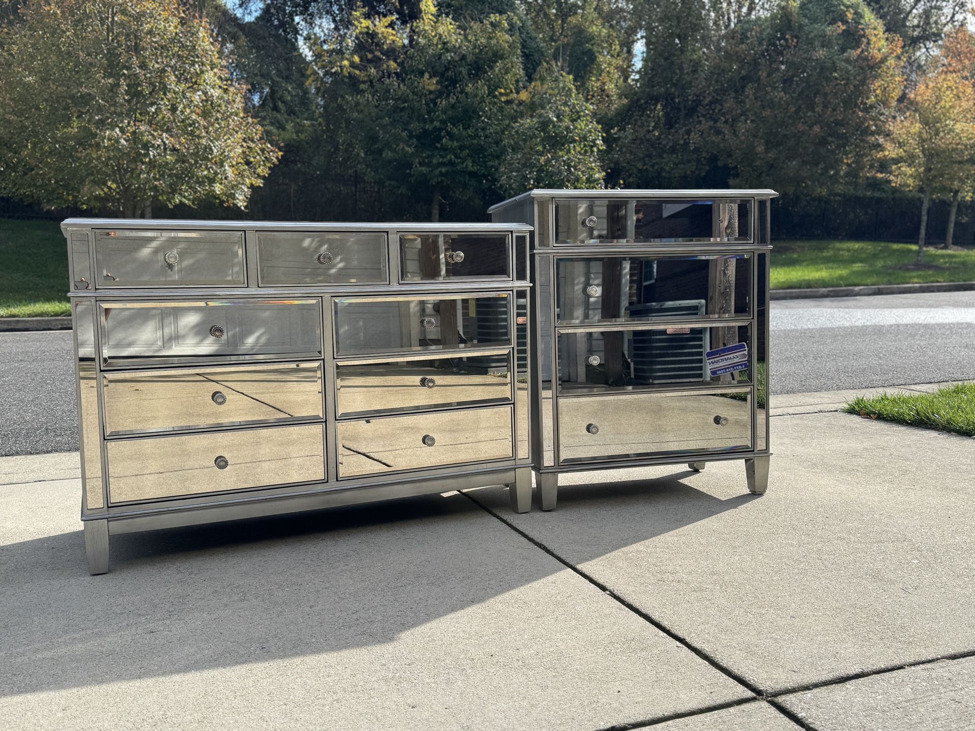 Pier 1 Hayworth Mirrored Dresser + Chest – Glam Silver Set!