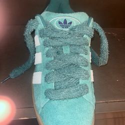 adidas Campus Teal Suede White Stripes Gum Sole Low-Top Athletic Sneakers