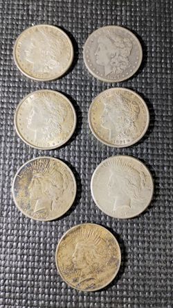 4 Morgan & 3 Peace Silver Dollar Coins