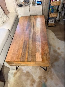 Wyndenhall Moreno Solid Mango Wood Rectangle Industrial Lift Top Coffee Table