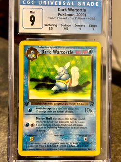 Pokemon Dark Wartortle 1st Edition Team Rocket 46/82 CGC 9 subgrades