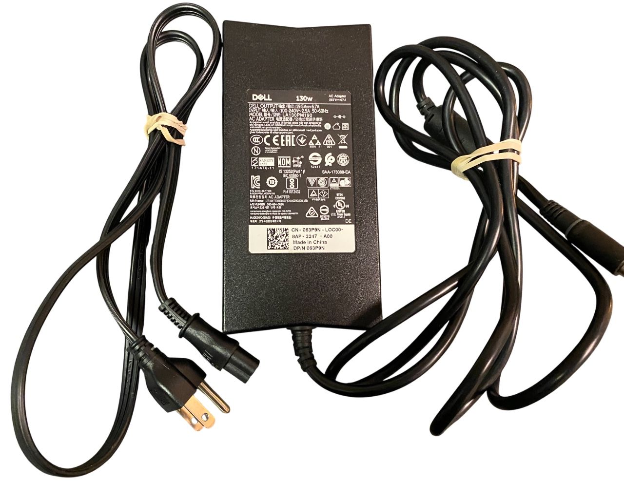 Dell 130W 3 Prong AC Adapter with 6' Power Cord LA130PM190