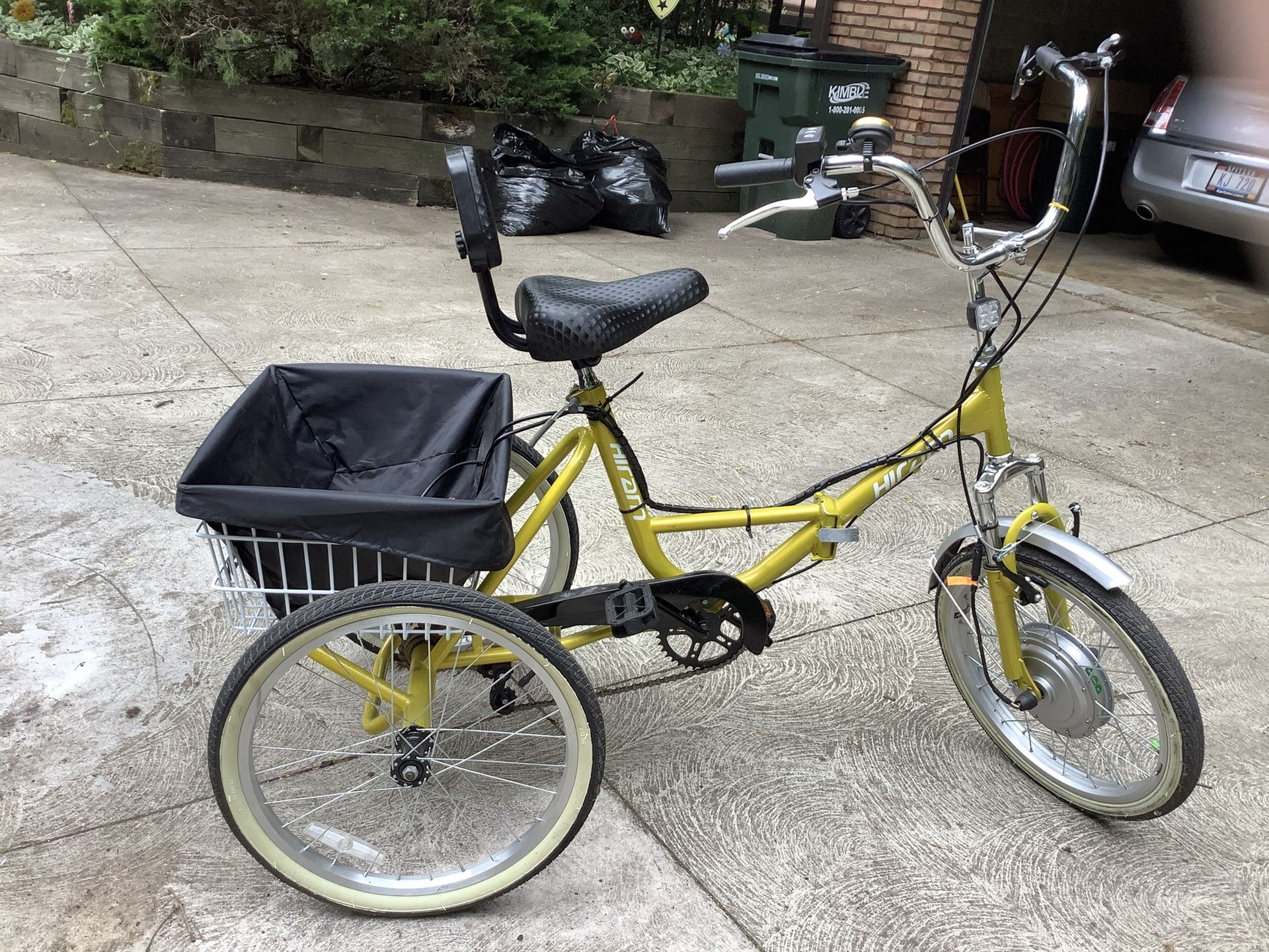 Three Wheel Electric Bike, Yellow
