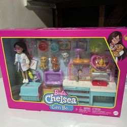 Barbie Chelsea Doll and Accessories Pet Vet Playset with Doll Damaged Box