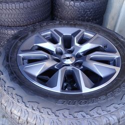 2021 OEM ORIGINAL TAKEOFFS CHEVY SILVERADO RST 20  INCH HAVE TPMS SENSORS TIRES BRIDGESTONE ALL-TERRAN 90 % $ 1100 FIRM.