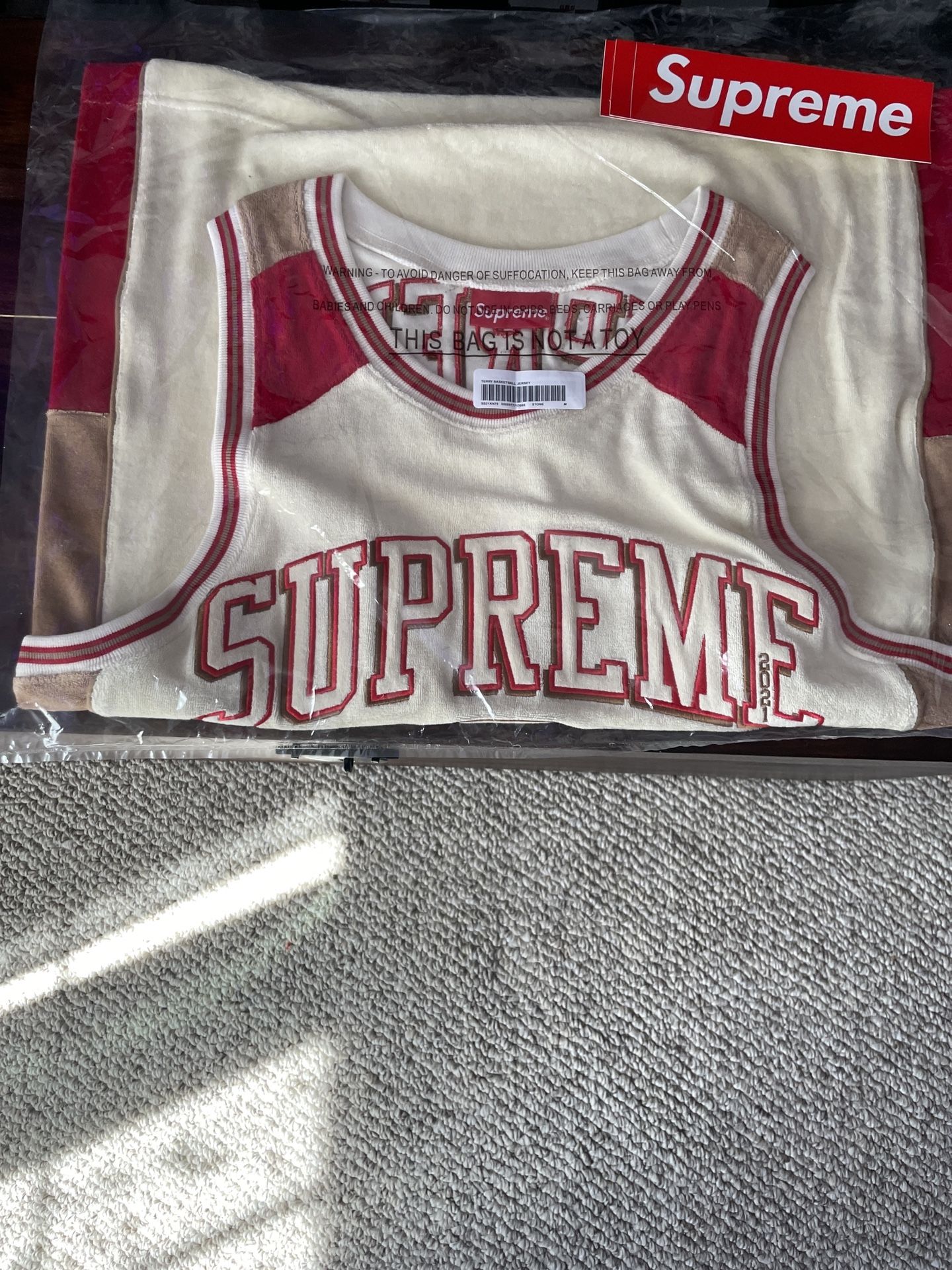 Supreme Terry Basketball Jersey Stone Size M