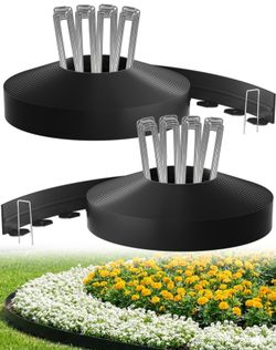 Landscape Edging, 2 Inch 100 ft Garden Border Edging
150 Steel Stakes, Upgraded Reinforced Design, Durable Plastic Landscaping Border for Flower Beds,