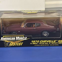 DIECAST Ertl American Muscle 10 Fastest 1970 Chevy Chevelle SS 1:18 Scale Maroon Metalic
