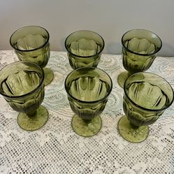 Set Of 6 Noritake  Provincial Moss Green Wine Glasses Set Vintage-4 5/8"
