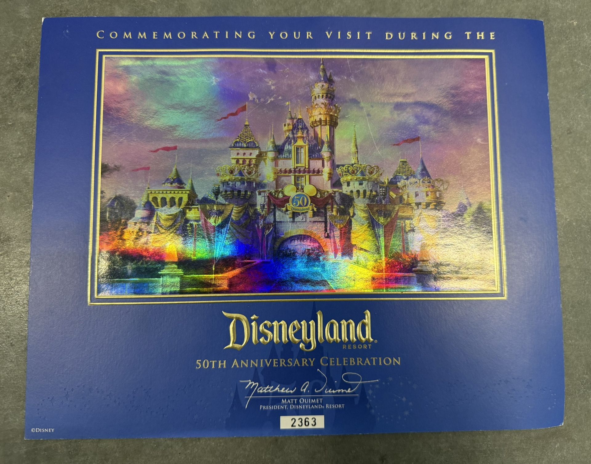 Disneyland 50th Commemorative Sleeping Beauty Castle Holographic Prints 8x10