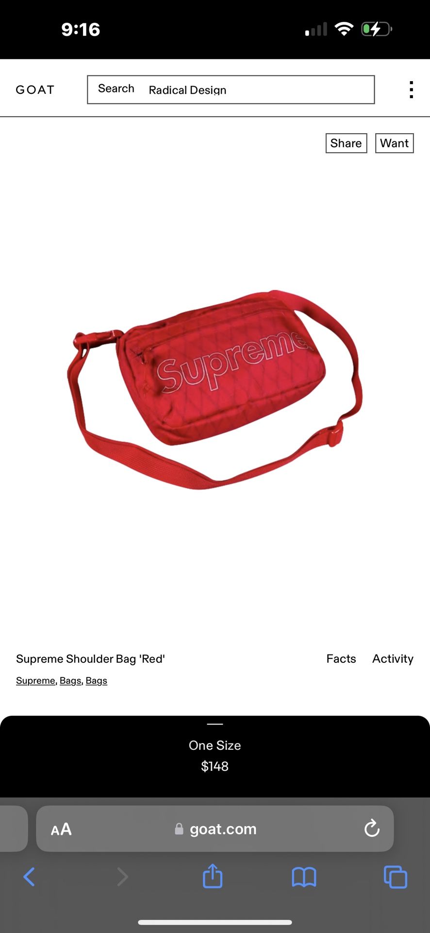 SUPREME BAG RED SALE!!! *AUTHENTIC*