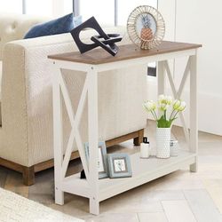 
New White Oak Standard Rectangle Wood Console Table with Storage