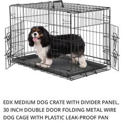 NEW 30IN- IN BOX-MEDIUM DOG CRATE WITH DIVIDER PANEL