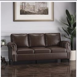 Brand New Brown Faux Leather Sofa