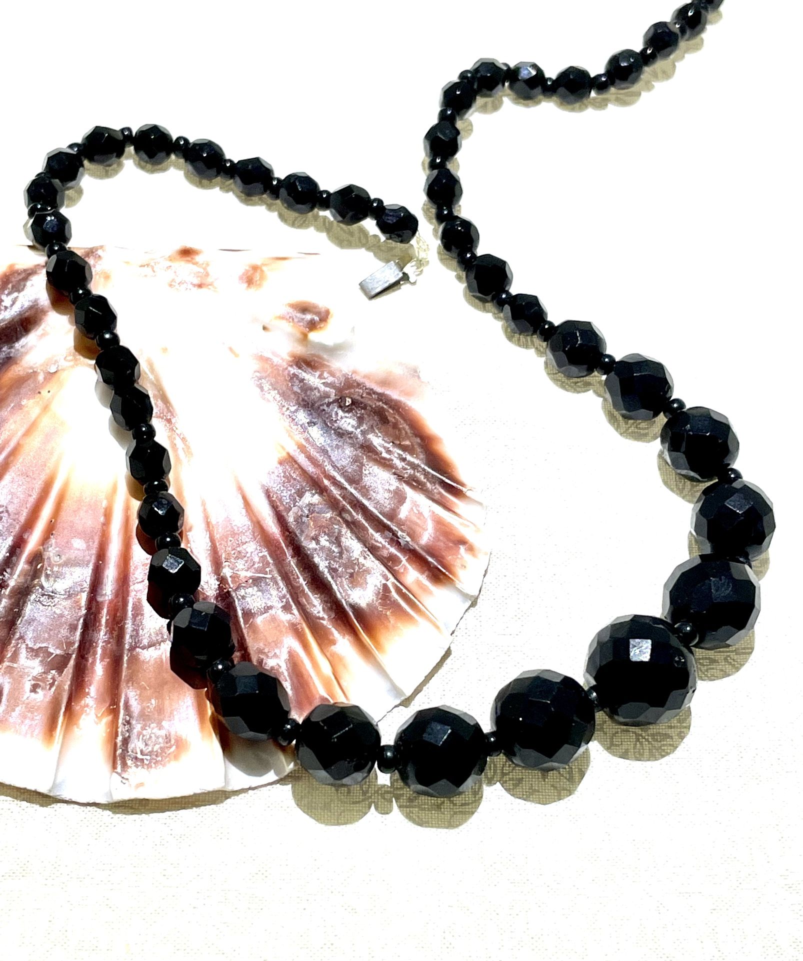 Vintage Black Crystal Necklace 