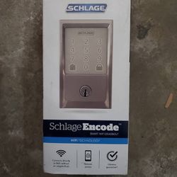 Schlage Camelot Encode Smart Wifi Deadbolt Door Lock with Alarm in Satin Nickel