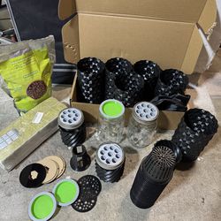 Hydroponic kit – jar propagator, microgreen & wheatgrass farm, herbs, custom Kratky jar covers, scallions, onions, blackout sleeves, wide mouth mason 