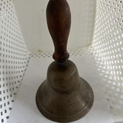 Large Antique Brass & Wood Handle School Bell