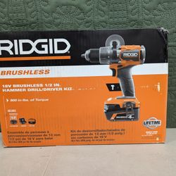Ridgid 18V Brushless, Hammer Drill/Driver Kit 