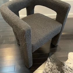 Two Gray Rounded Boucle Chairs