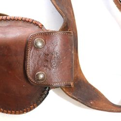 H.H. Heiser Leathermaker handtooled Brown Gun belt and holster