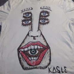 EVAN J KASLE OIL PASTEL AND CHARCOAL PAINTING ON T-SHIRT(RECENTLY SOLD FOR JUST UNDER $1000 A FEW YEARS AGO!!!) SERIOUS INQUIRIES ONLY PLEASE!!!!
