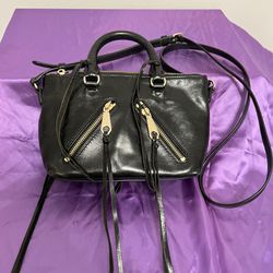 Rebecca Minkoff Micro Moto Black Leather Crossbody Bag