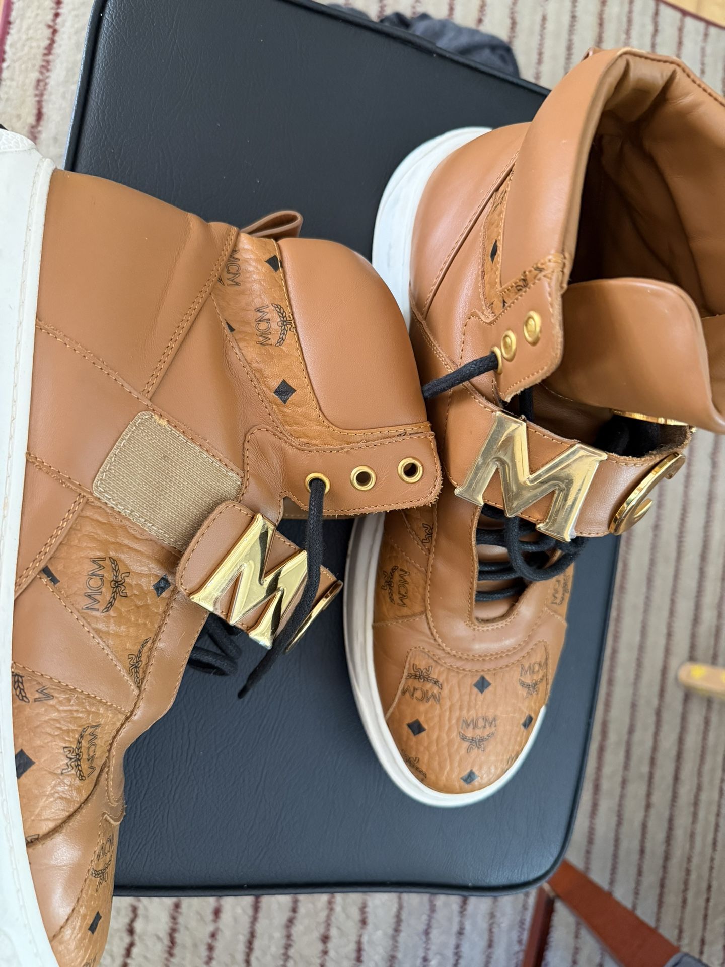 MCM Cognac Gold Strap Sneakers 👟 