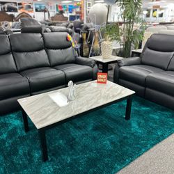 Beautiful Reclining Black Leather Sofa & Loveseat NOW 65% OFF For Labor Day (Don’t Miss Out)! 