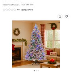 BreeBe Flocked Holiday Tree With 8 Lighting Modes