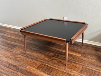 Vintage Genuine Mid Century Wooden Black Top Square Coffee Table