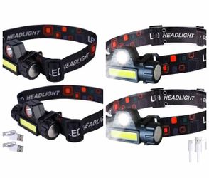 4 PCs Headlamp Rechargeable, Super Bright LED Head Lamp, Waterproof Outdoors Headlamp Flashlight, Adjustable headlamps for Adults and Kids,Cycling,Run