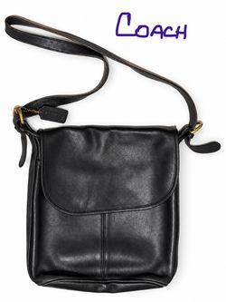 Vintage Coach Black Leather Crossbody Bag