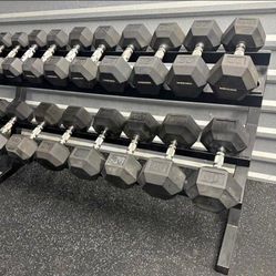 Complete Set Of Dumbells With Rack