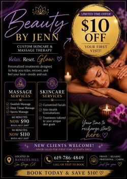 $10 OFF First Massage or Facial
