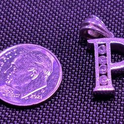 925 Sterling Silver “P” Initial Pendant – Iced Style