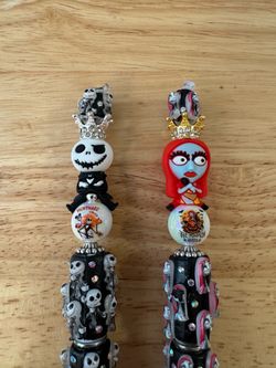 Halloween Nightmare Pumpkin King & Queen Beaded Gift Pen Set