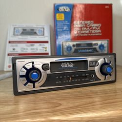 AM/FM Car Stereo & Cassette Player. Mega Sound. New - Open Box