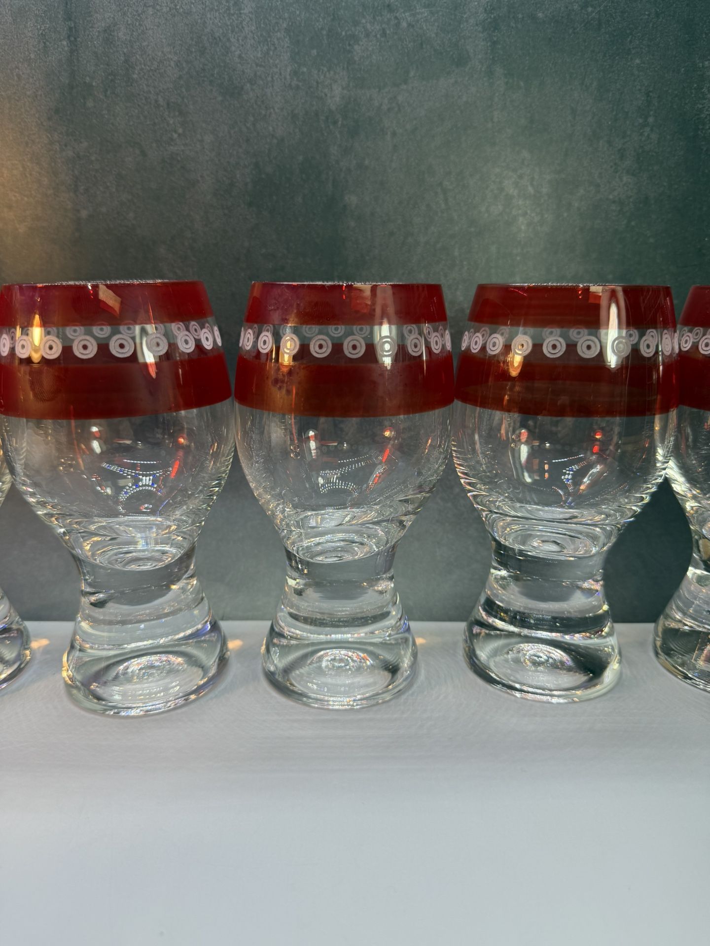 Set of (6) Beautiful Rare Calypso Ice Tea Glasses by Colony. 1.67 lbs each. Weighted Tumblers 7" tall 20 oz.