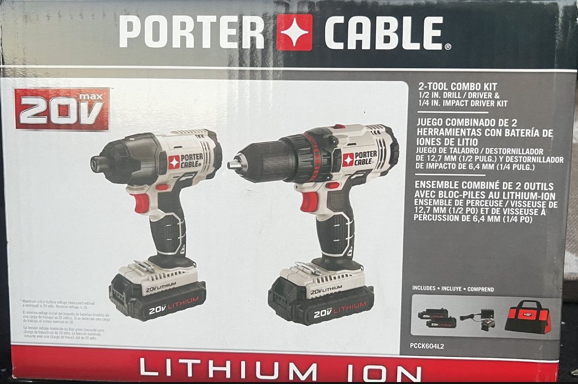 PORTER CABLE 20V MAX Cordless Drill/Impact Driver Tool Kit