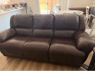 Dark Brown Faux Leather Reclining Sofa