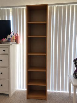 Tall Narrow Wood Bookcase 7 Shelves