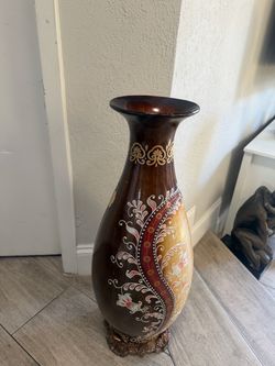 Large Decorative Floral Painted Vase