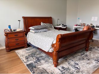 Queen Sleigh Bed & Side Tables