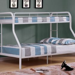 Brand New White Metal Twin Over Full Bunk Bed 