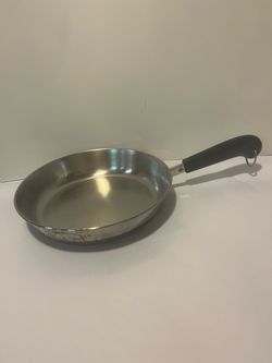 Stainless Steel Frying Pan with Black Handle